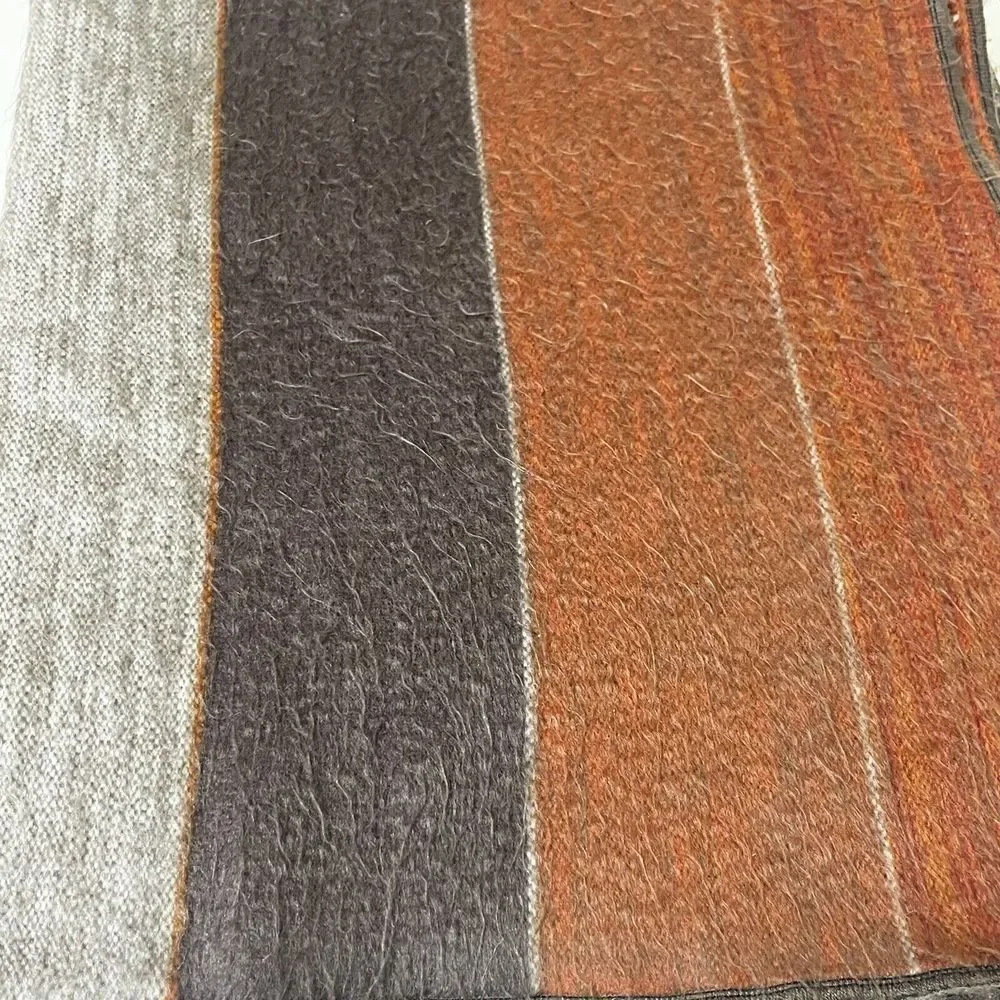 Shupaca Alpaca Blend Striped Throw Blanket Gray Rust Orange